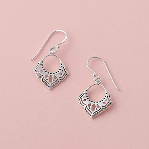Boma Jewelry Sterling Silver Bali Style Boho Flower Open Circle Matte Dangle Earrings4