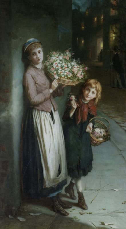 Cuadro decorativo de las niñas de las flores por Augustus Edwin Mulready para un hogar acogedor