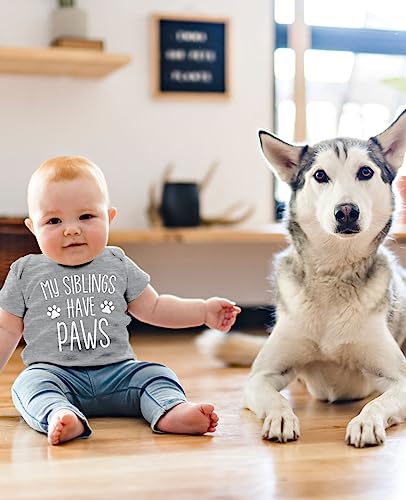 Tstars Funny My Siblings Have Paws Baby Bodysuit for Dog Cat Lover Family Pet Themed Infant Outfit for Boys & Girls2