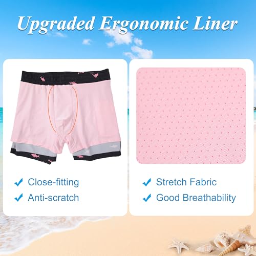 Mens Swim Trunks, 5 inch Quick Dry Swimming Board Shorts Bathing Suit with Compression Liner and 4 Zipper Pockets4