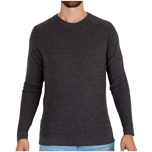 MERIWOOL Mens Knit Sweater - Merino Wool Sweater Men Long Sleeve Shirt Charcoal Gray