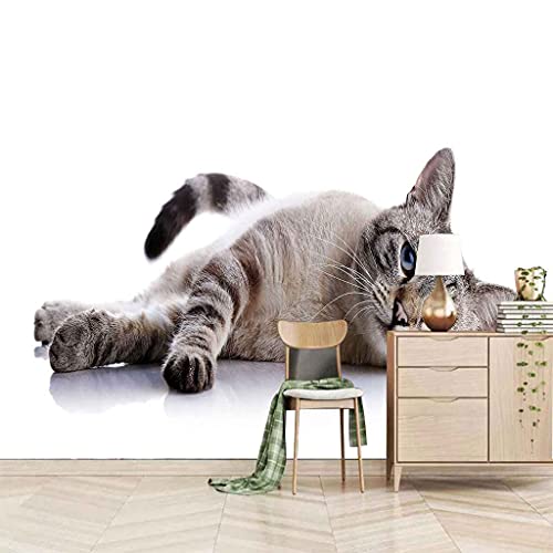 Papier peint auto-adhésif chaton gris toile lavable repositionnable - 2