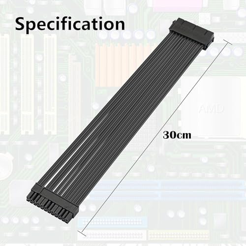 Hsthe Sea 24Pin PSU Extension Cable,Motherboard ATX PSU 24 Pin (20+4) Male to Female Extension Cable-1Ft(30cm) - Image 2