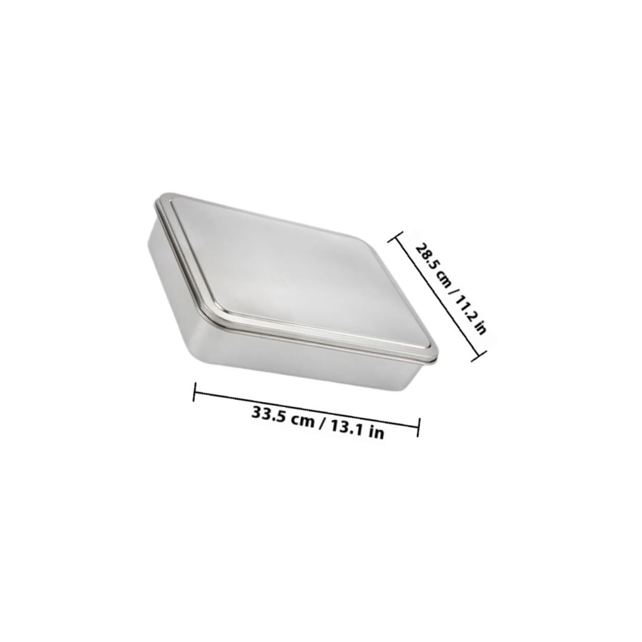 NOLITOY Teglia per Tiramisù in Acciaio Inox 335X285X6 CM con Coperchio Scatola per Dolci Rettangolare Tortiera Antiaderente per Forno e Conservazione Alimenti Uso Domestico e