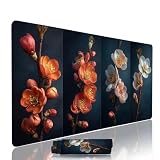 Nero Tappetino Mouse xxl 1400x600x3mm Gaming Mouse Pad Accessori Scrivania Sottomano Antiscivolo Grande Computer Tastiera Mousepad Fiore Tappetino PC Waterproof Base in Gomma, per Laptop Casa w-3900