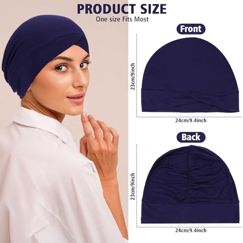 XEPST 4 PCS Hijab Undercap for Women, Islamic Muslim Under Hijab Cap Cross Turban Underscarf Solid Color Undercap Bonnet Inner Head Scarf Head Wraps Hair Turbans for Women Chemo Headwear Sleep Cap2