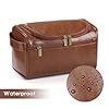 Leather Toiletry Bag, Etercycle Hanging Wash Bag PU Travel Toiletry Bag Waterproof Bathroom Bag for Men and Women Travel Makeup Organizer (Brown) #4