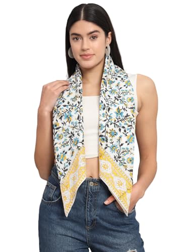 Image of Ravaiyaa - Attitude is everything Sanganer Hand Block Printed Scarves Pure Cotton Scarf Square Hijab Dupatta 40 inch X 40 inch Inch