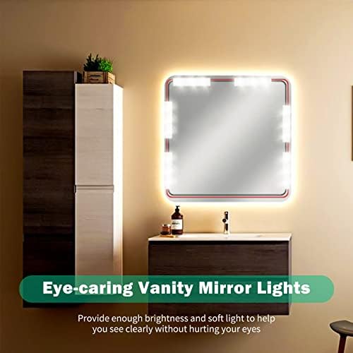 Benkeg LED Makeup Mirror Lights 6LEDs Dimmable Touch Control Vanity Mirror Lights Bathroom Mirror Light with USB Cable LED Strip Lights Dressing Mirror, 2PCS