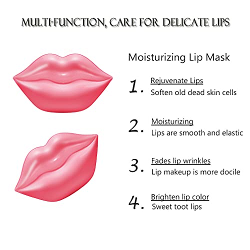 20Pcs Moisturizing Lip Mask, Lip Sleep Mask Reduces Lip Lines And Restores Moisture, Lip Mask Effectively Nourishes The Lip Skin, Gel Treatment Lip Masks Plumping ​Lips Mask Lip Care Products (Pink) #TOP1