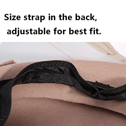 Paotit Women Fascinator Wool Felt Medicine Box Hat Wedding Church Top Hat Autumn Winter Solid Color Fedora 01-Camel One Size #TOP4