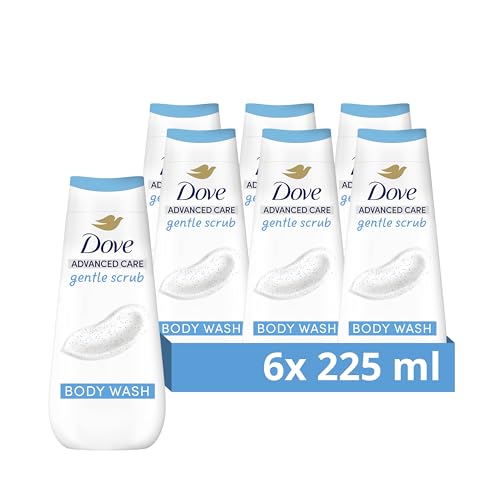 Dove Advanced Care Gentle Scrub Body Wash Body Cleanser shower gel with exfoliating minerals for instantly lotion-soft skin 6x 225 ml