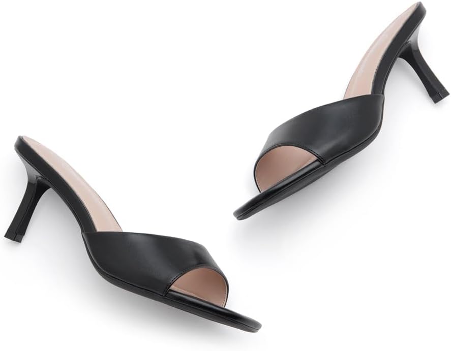 Shoe Land Women's Low Heels Stiletto Heeled Slides, Open Toe One Band Slip-On Heeled Mules – Dressy Heeled Sandals for Prom, Party Wedding and Vacation - Image 3