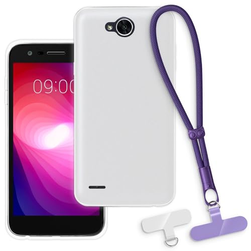 OAGELIM Case and Wrist Strap for LG X Power 2 - White+Purple