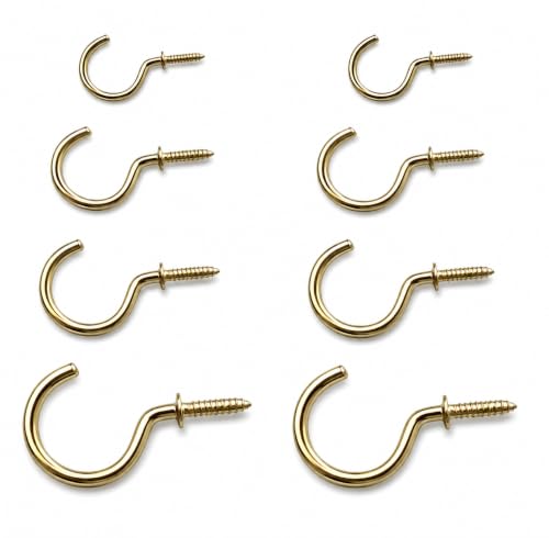 Image of Q1 Beads 70 Pcs Steel Ceiling Cup Hook J Hooks kit, 4 Sizes Screw-in Hanging Ceiling Hook Hanger (1 /2 inch, 1 inch,1.5 inch,2 inch)