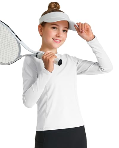 HASMES Girls Long Sleeve Athletic Shirts Kids Quick Dry Lightweight Yoga Tops for Sports Cheer Basic Tees Activewear3