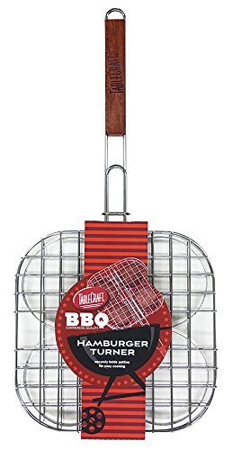 TableCraft's BBQ15 Hamburger Turner, Metal Basket with Wood Handle