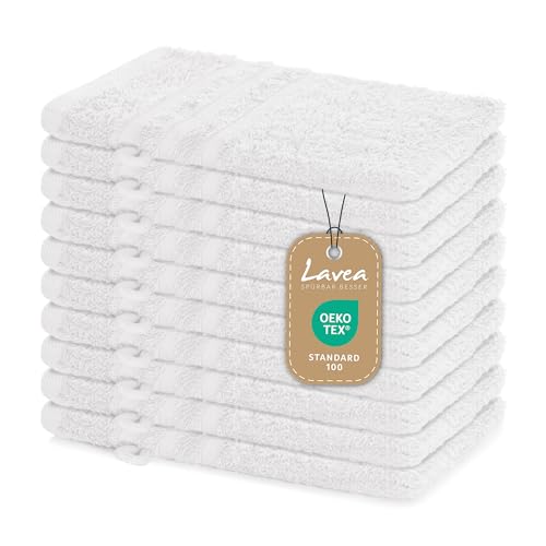 Lavea Set of 10 Elena Terry Towel Wash Mitts 15 x 21 cm White