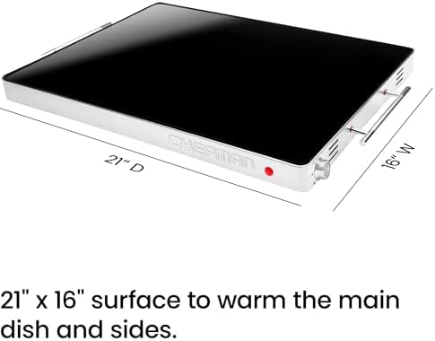 Chefman RJ22-BLACK-TC-US Restaurants, Parties, Events and Home Dinners, Glass Top Surface Keeps Food Hot, 400 W