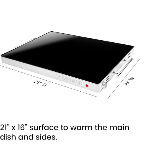 Chefman RJ22-BLACK-TC-US Restaurants, Parties, Events and Home Dinners, Glass Top Surface Keeps Food Hot, 400 W