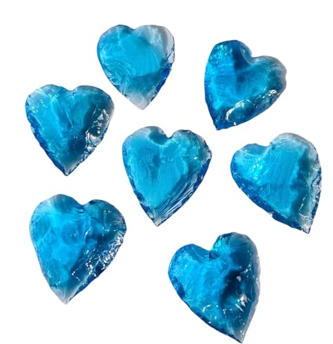 5 Pcs Aquamarine Crescent Heart, Aquamarine Carved Heart Aquamarine Crystal Heart for Wire wrap Aquamarine Carving Metaphysical Glass Crescent Heart Healing Crystal for Jewelry Making