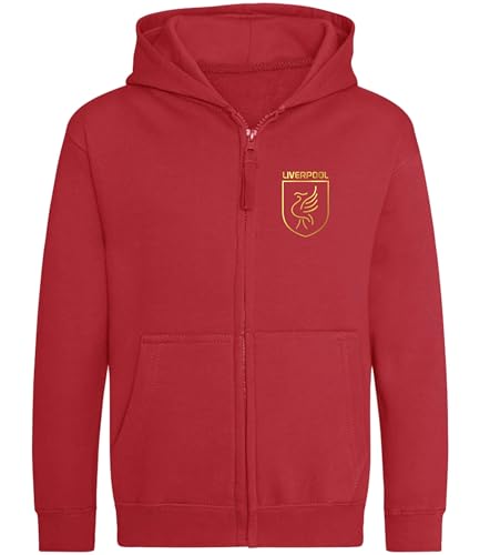Cyclops Print Liverpool Football LiverBird Crest Design ZIP HOODIE Kids RED (UK, Age, 12 Years, Regular)