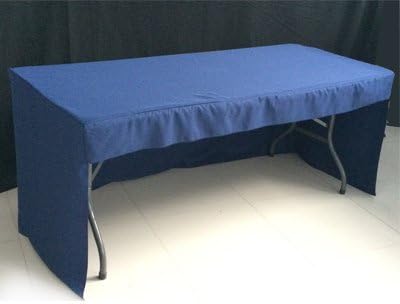 6 ft Fitted Navy Blue 3 Sided Rectangular Trestle Exhibition Tablecloth Venue Occasion Venue
