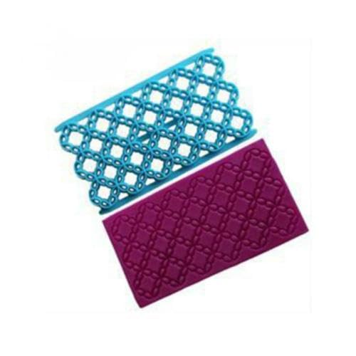 Fiasco 2 PCS Cake Fondant Tool Heart Shaped Diamond Texture Plaid Overpass Quyi Seal Printing Mould(Four Leaf Flower 54216)