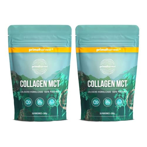 Colágeno MCT de Primal Harvest - Suplemento en polvo con péptidos de tipo I y III para ayudar a mejorar el cabello, la piel, las uñas y las articulaciones, para hombres y mujeres, 30 porciones. (2)
