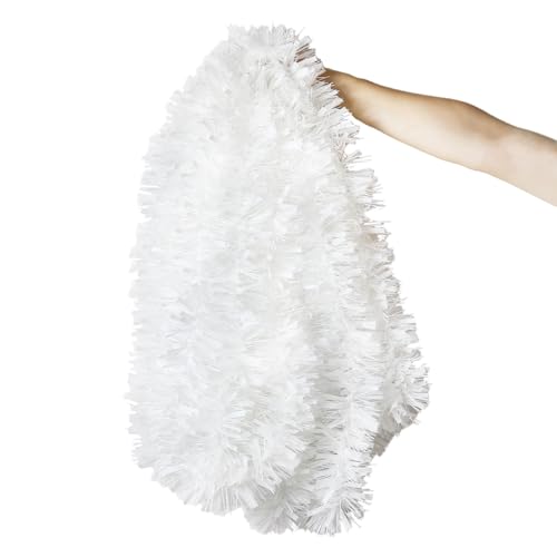 33Ft White Christmas Tinsel Garland,Shiny Metallic Tinsel Twist Hanging Garland for Xmas Tree Wedding Home and Party Decoration