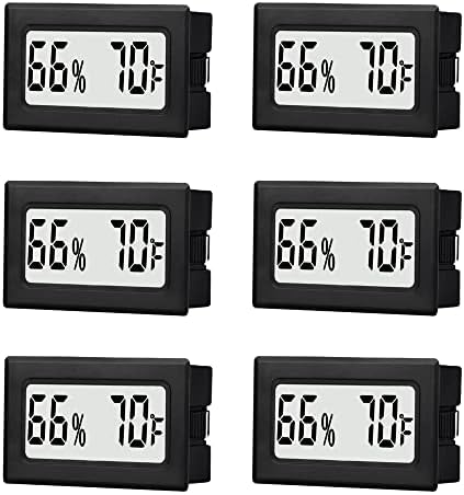 6 Pack Mini Small Digital Hygrometer Thermometer Indoor Temperature and Humidity Meter Gauge with Temp Humidity Sensor Monitor Fahrenheit (℉) for Jars,Home,Room