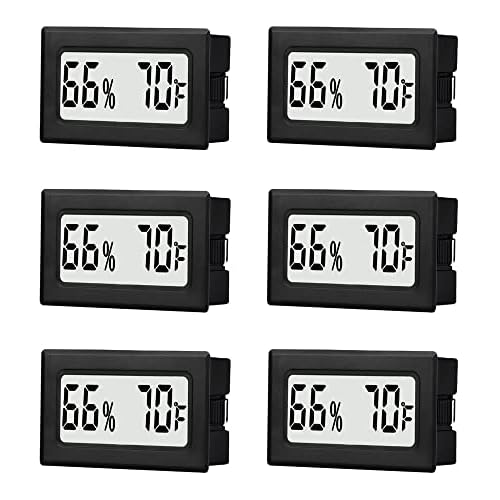 6 Pack Mini Small Digital Hygrometer Thermometer Indoor Temperature and Humidity Meter Gauge with Temp Humidity Sensor Monitor Fahrenheit (℉) for Jars,Home,Room