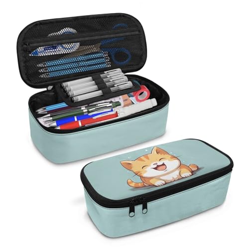 Image of Cute Cat Girls Pencil Pouch for Kids Aesthetic Pencil Bag for Preschool Childern Casual Pencil Case with External Zipper Pen Box for Boys Adults Men Cion Purse for Office Supplies,Large