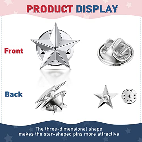 Fumete 100 Pcs Star Lapel Pins Veterans Day Star Pins Military Award Labor Day Brooches for Backpacks Hats Costume Decoration2
