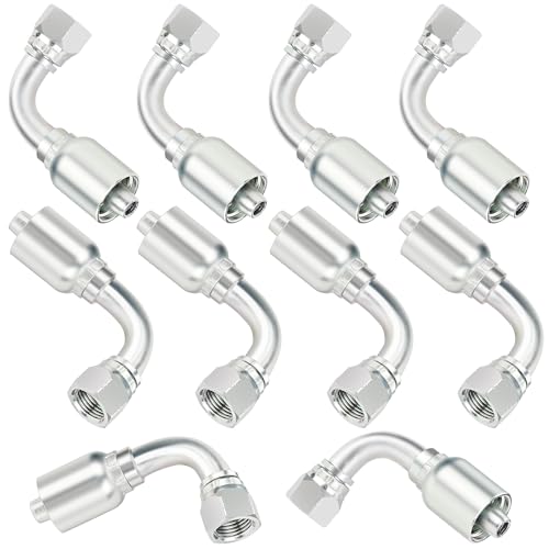 ANCIMOON 3/8'' Hydraulic Fittings 90 Degree, JIC Hose, Size #06 Single Wire Hydraulic Hose Repair Kit, 10PCS by ANCIMOON - Used condition - US$26.41