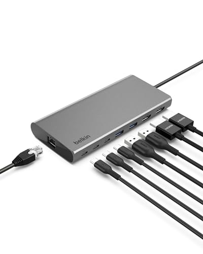Connect Hub universale 8 in 1 USB-C per 2 display Core con tecnologia Silicon Motion, compatibile con Mac, Windows e Chromebook, 100 W PD, velocità di trasferimento di 10 Gbps, 1 GbE, Argento - Hub USB - Immagine 1