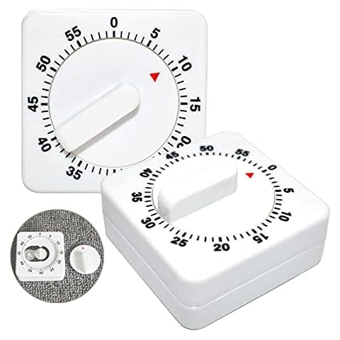 Timer Kitchen Timer Wind Up Mechanical Timer Visual Analog Timer 2 Pieces 60 Minute Square Mechanical Magnetic Kitchen Timer, No Battery Required, Can Sound A Loud Alarm, For Kitchen Baking Cooking Cover