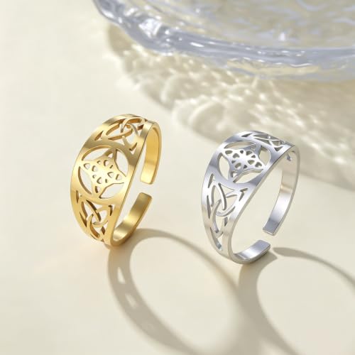 Dreamtimes Witch Knot Ring Stainless Steel Adjustable Rings for Women Men Celtic Quaternary Wiccan Witches Knot Ring Witchcraft Amulet Jewelry (Gold-1) by Dreamtimes - Used condition - Image 8