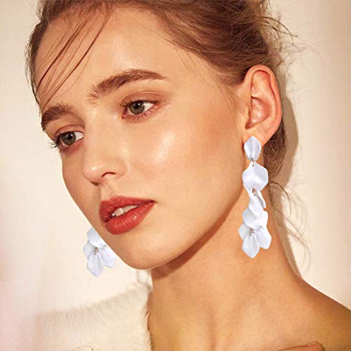 Image of Acrylic Rose Petal Drop Dangle Earrings Bohemian Resin Square /Oval /Hoop /Flower /Heart Statement Earrings for Women Gifts