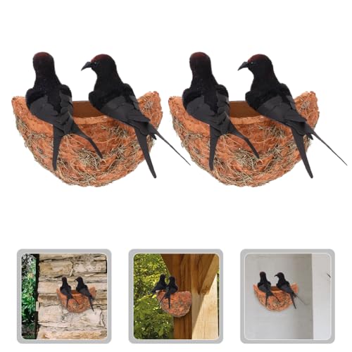 Image of 2 Sets Simulated Swallow Nest Decor Artificial Bird Nest Adornment Photography Prop Miniature Ornaments Foam