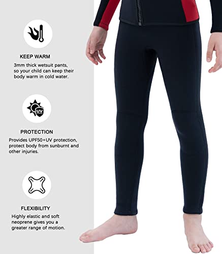 Chaqueta y Pantalones de Neopreno para Niños de 3mm, Traje de Agua para Natación, Surf, Buceo y Snorkel para Niños y Jóvenes (Tops 6, Pantalones 6) miniatura 4