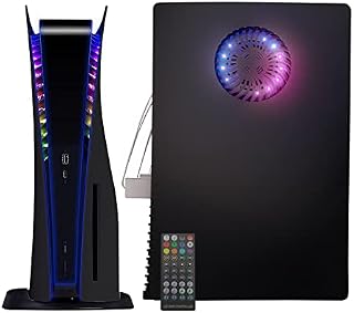Q-View PS5 Faceplate with Cooling Vents and Dust Filters for PS5 - LED Lights PS5 Cover Plates (Disc Version) with RGB Lights Package - Premium PS5 Accessories by Q-View