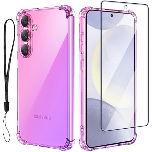 Coque Galaxy S24 silicone avec cordon transparent violet pour smartphone Samsung