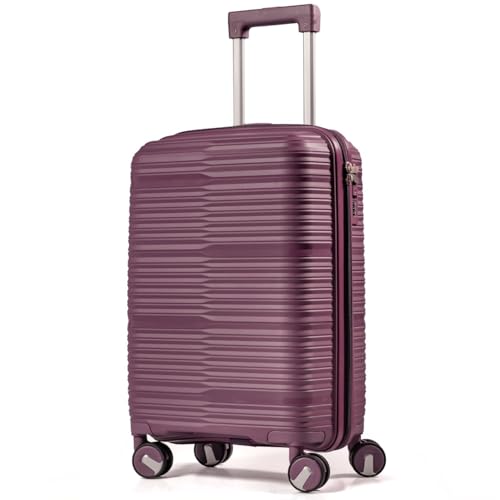 Mala De Bordo 10Kg Polipropileno Medidas 55x35x25 Padrão Anac Mala De Viagem Pequena De Mão 4 Rodas Duplas 360° Cadeado Segredo Zíper Antifurto Rígida Leve (ROXO, PEQUENA)