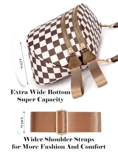 Image of Black and White Checkered Crossbody Bag Bum Bag for Women,Spacious Checkered Purse Fanny Packs Belt Bag