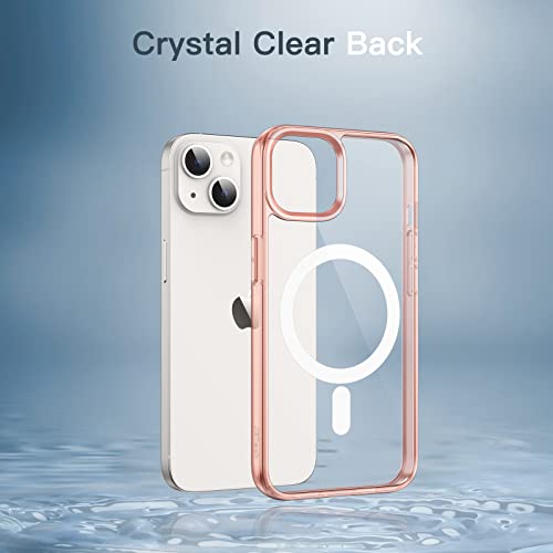 Jetech Magnetic Case For Iphone 14 Plus 6.7-Inch Compatible With Magsafe Wireless Charging, Shockproof Phone Bumper Cover, Anti-Scratch Clear Back (Rose Gold) #TOP4