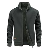 CoXuantion Chaqueta de Forro Polar para Hombre con Cremallera Completa Invierno Cuello Alto Caliente Deportes Chaqueta Ligero Manga Larga para Senderismo Trekking M,Verde