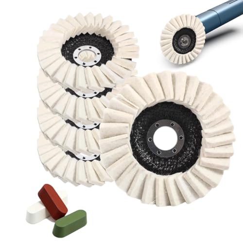 Wool Felt Flap Polishing Disc 2026 New 4-1/2 Wool Polishing Wheel Pad for Angle Grinder Thicken Wool Felt Buffing Wheel for Metal Aluminum Stainless Steel & Stone (5 + 3 Pack)