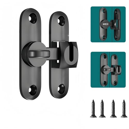 Flycppo Cerrojo Puertas Correderas 90/180 Grados,Pestillo Puerta Corredera,Cerradura de Puerta de Granero Universal para Cocina Baño Dormitorio Ventanas Jardín (Negro)