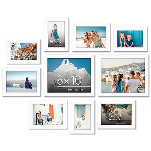 Americanflat 10 Piece White Picture Frames Collage Wall Decor Gallery
